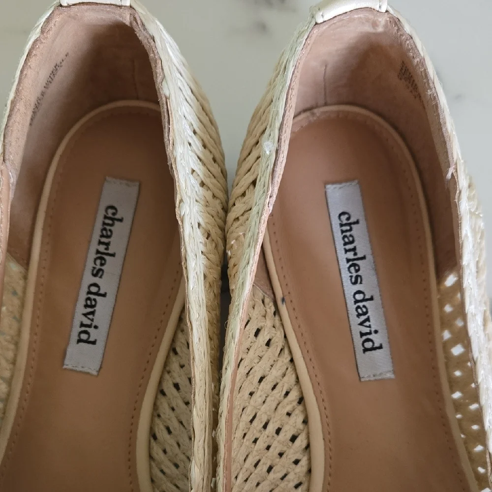Charles David Cream Crochet Raffia Loafers Finite Slip-On Flats Women’s Size 9.5 - Picture 6 of 7